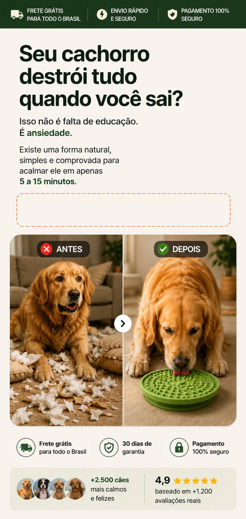 CalmaPet™ — Tapete de lamber para cães ansiosos. Ajude seu cachorro a ficar mais calmo.
