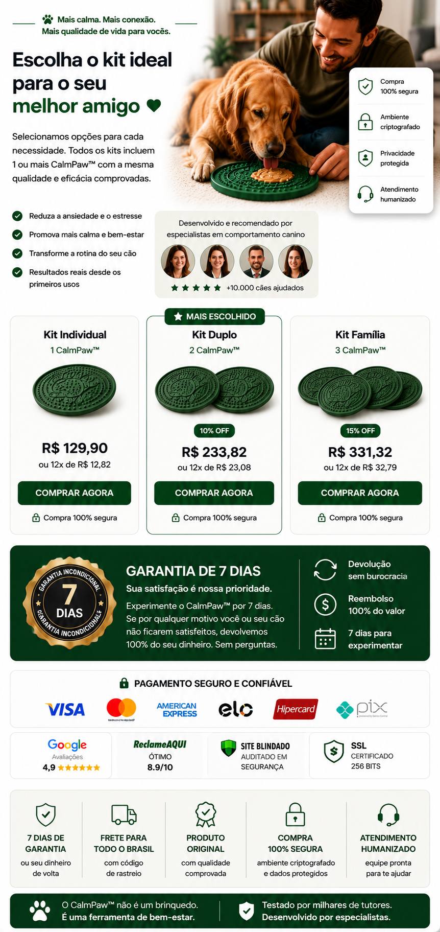 Escolha o kit CalmaPet™ ideal para você